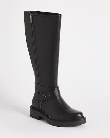 Baza Casual Zip Knee High Boots Extra Wide EEE Fit Curvy Calf