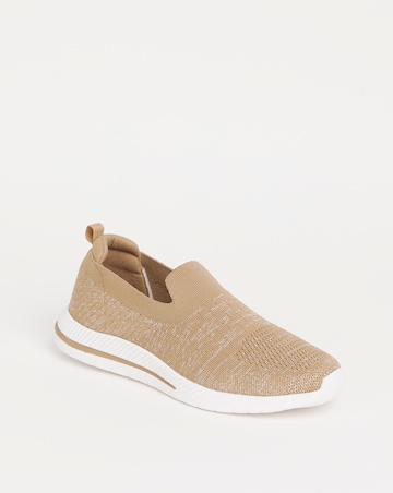 Cushion Walk Gold Glitter Slip On Trainers- Extra Wide Fit (EEE)
