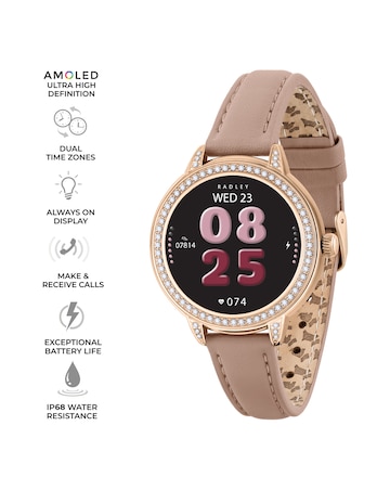 Radley Series 33 AMOLED Slim Silicone Leather Smart Watch - Pink
