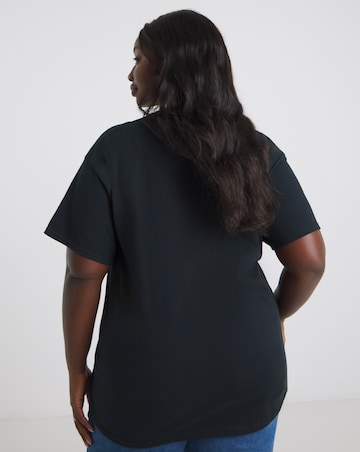Black Floral Foil Print Graphic T-Shirt