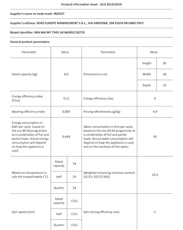 Indesit IMA 864 My Time Washing Machine - White