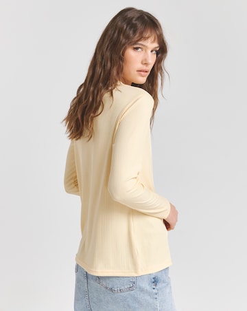 Simply Be Buttermilk Exposed Seam Rib Top