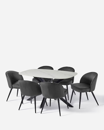 Brock Dining Table with 6 Emilie Velvet Chairs