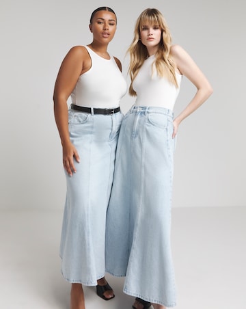 Simply Be Light Wash A Line Maxi Denim Skirt