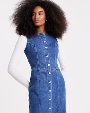 Simply Be Mid Wash Denim Sleeveless Midaxi Dress