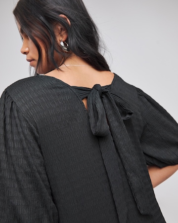 Black Textured Jersey Asymmetric Seam Maxi Dress