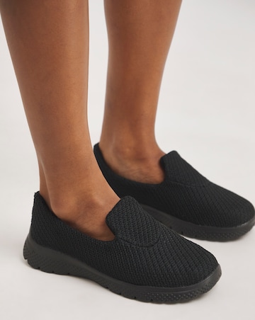 Cushion Walk Black Lightweight Leisure Shoes -Extra Wide Fit (EEE)