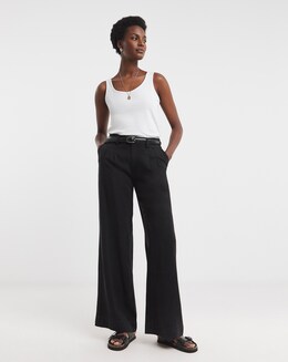 Black Wide Leg Lyocell Jeans