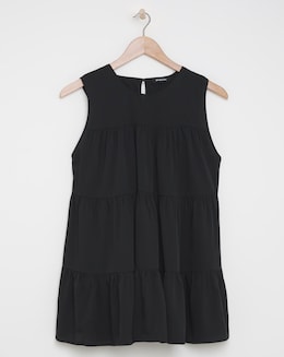 Black Tiered Sleeveless Blouse