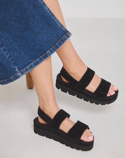 Chunky Suede Sandals Extra Wide