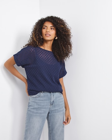 Naxy Textured Spot Short Sleeve Woven Tee With Cami