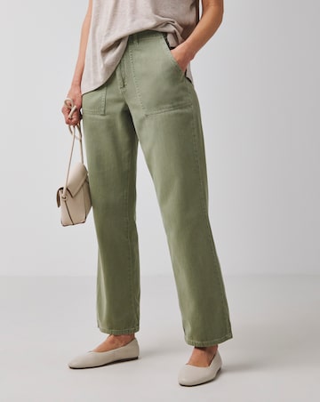 Khaki Straight Leg Cargo Jeans