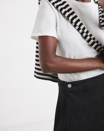 Denim Black Full Pleat Denim Skirt