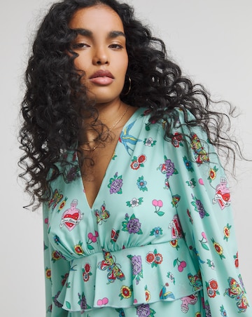 Twisted Wunder Mint Green Chriffon Frill Detail Mini Dress
