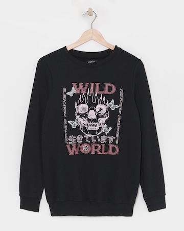 Black Wild World Slogan Sweatshirt