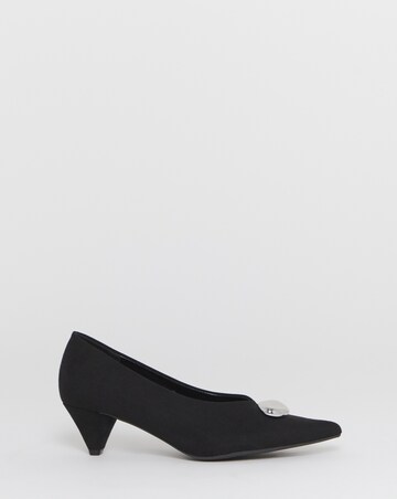 Nevis Kitten Heel Hardware Trim V Cut Court Shoes - Wide Fit (E)