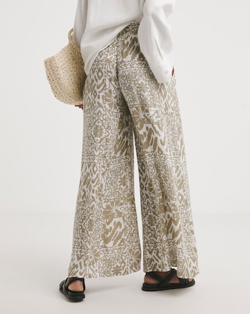Taupe Print Crinkle Palazzo Trousers