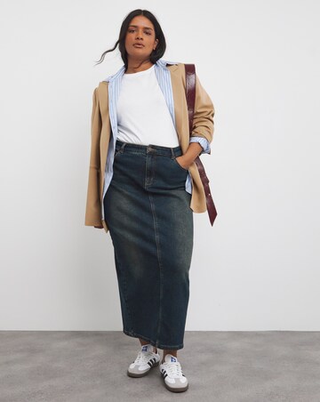 Vintage Wash Column Maxi Skirt