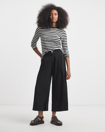 Simply Be Black Crop Wide Leg Jeans with Tencel TM Lyocell