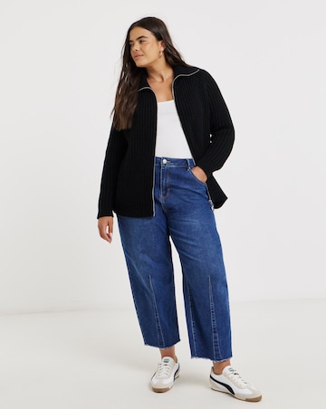 Black Chunky Zip Through Cardigan
