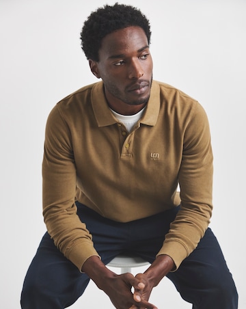 Union Garment Dyed Long Sleeve Polo-Brown