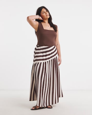 Chocolate Stripe Asymmetric Skirt