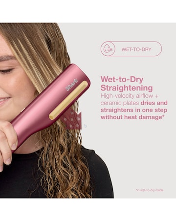 Shark SilkiPro Straight Hair Straightener + Dryer in One Tool HT401UKPK Pink