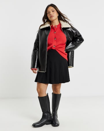 Simply Be Black Lacquered Aviator Jacket