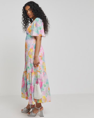 Twisted Wunder Pastel Flower Ciffon Frill Hem Maxi Dress