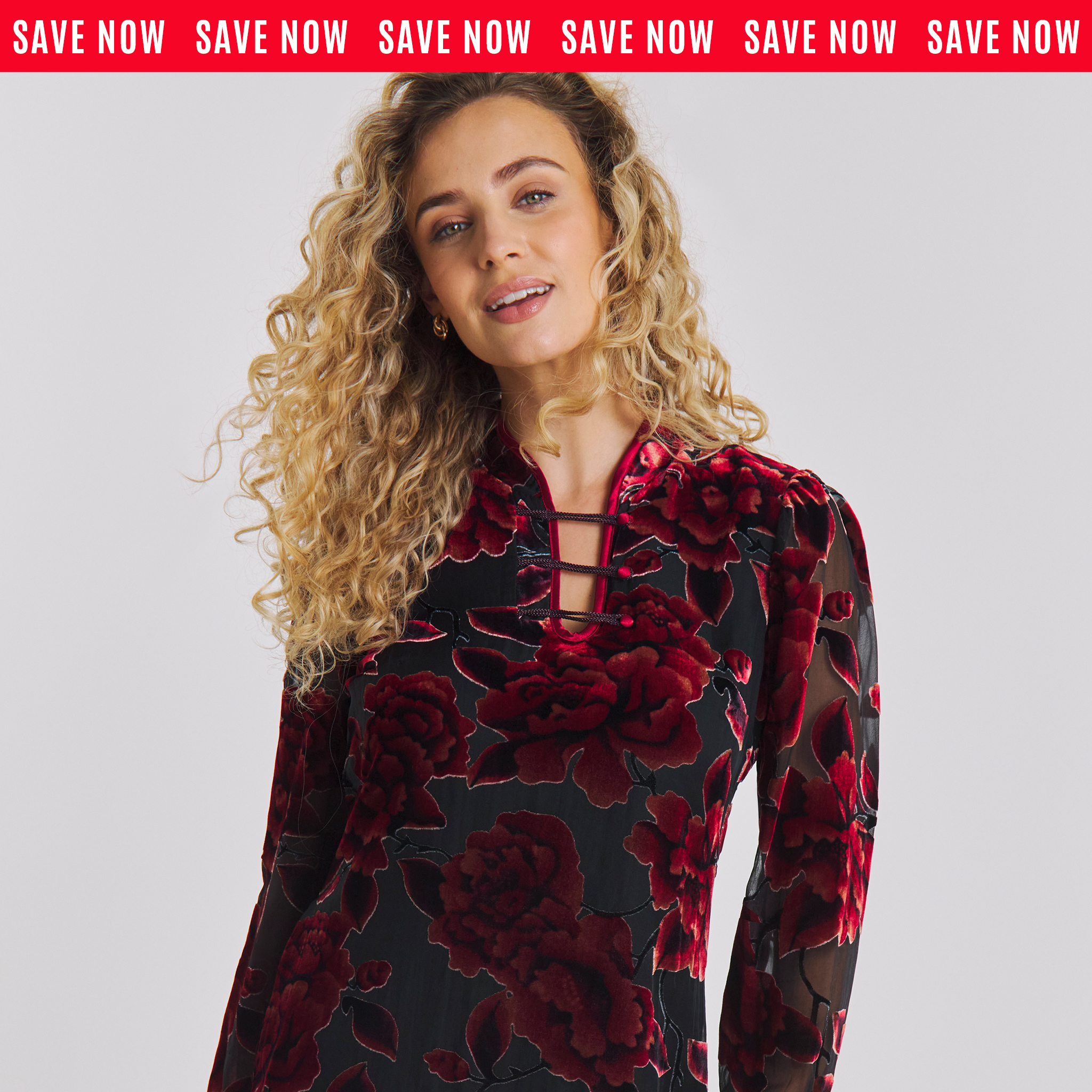 woman in a dark red top