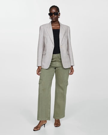 Mango Houndstood Linen Jacket Blazer