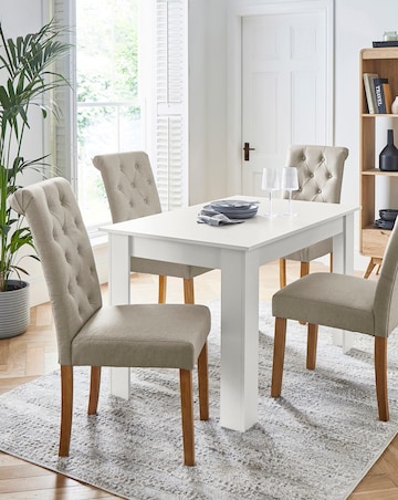 Dakota 4 Seater Dining Table with 4 Ava Button Back Chairs