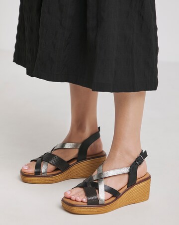 Magnolia Multi Strap Wedge Sandals - Wide Fit (E)