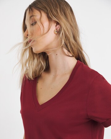 Black & Burgundy Pack 2 V Neck Longline T-Shirts