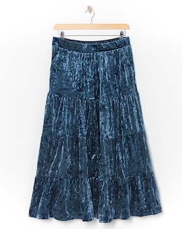 Julipa Crushed Velvet Tiered Maxi Skirt