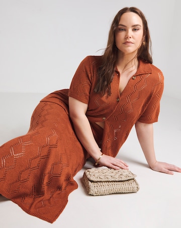 Simply Be Rust Crochet Skirt Co Ord