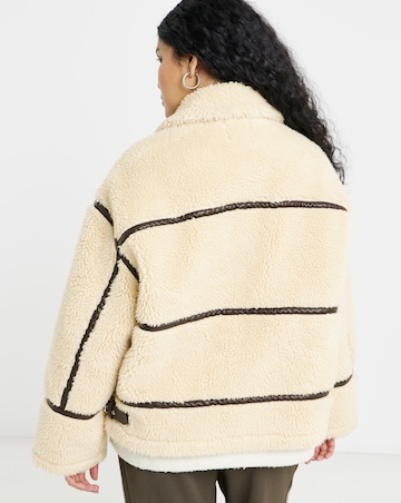 Cream Borg PU Trim Aviator