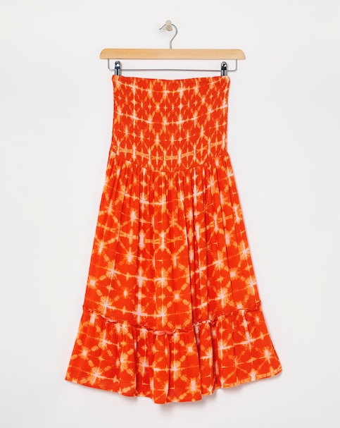 Shirred Bandeau Mini Beach Dress