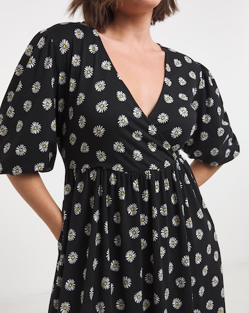 Simply Be Daisy Print Supersoft Wrap Midi Dress