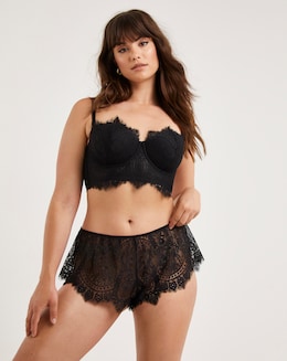 Figleaves Curve Adore Black Lace French Knickers - Black