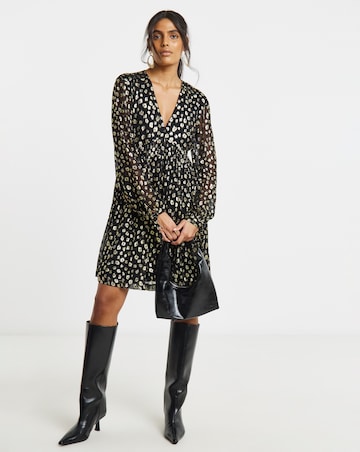 Simply Be Gold Animal Jacquard Smock Dress