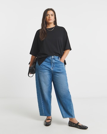 Black Raglan Slouchy Pure Cotton T-Shirt