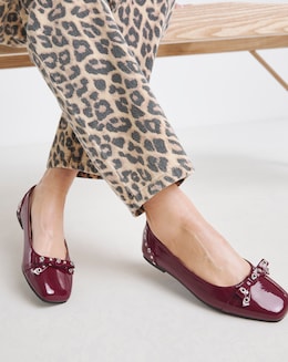 Catania Studded Bow Ballerina Shoes - Extra Wide Fit (EEE)