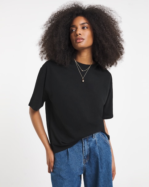 Black Pure Cotton Crew Neck T-Shirt