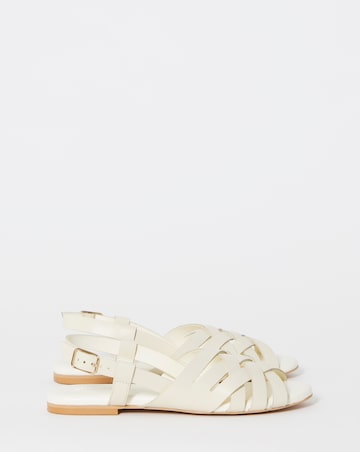 Luz Leather Woven Peep Toe Slingback Sandals - Wide Fit (E)