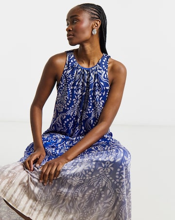 Joanna Hope Printed Halter Neck Dress With Metallic Thread