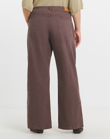 Simply Be Chocolate Pleat Wide Leg Jeans
