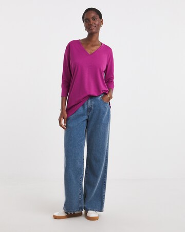 V-Neck Split Hem Slouch T-Shirt