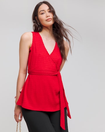 Simply Be Red Belted Wrap Top