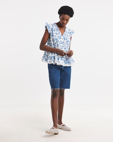 Printed Frill Sleeve Prairie Vest